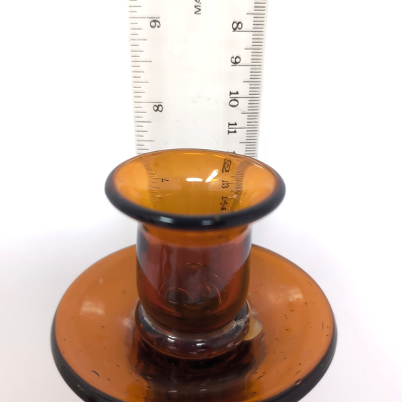 VTG Bombay Company Candlestick Trio Amber Brown Glass 3 Candle Holders 1 FLAWED - Picture 8 of 10